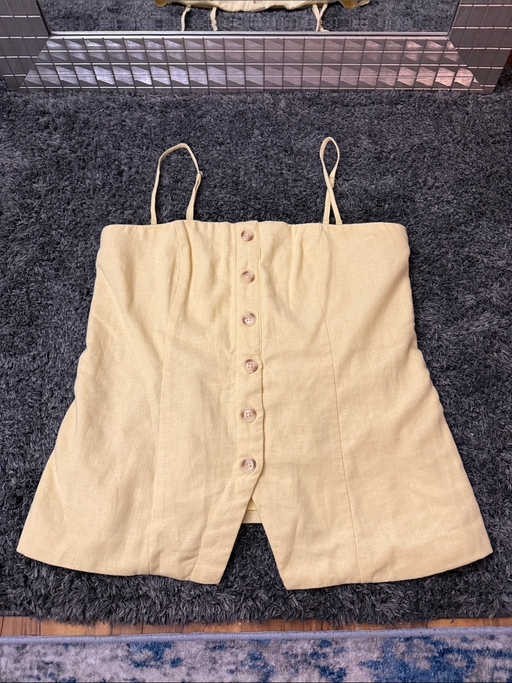 Abercrombie & Fitch Pale Yellow Smocked Cami Top